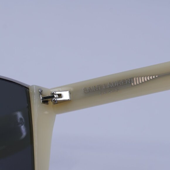 Saint Laurent SL369 KATE 004 Sunglasses Ivory Cat Eye Frame, Grey Lenses - Picture 9 of 10